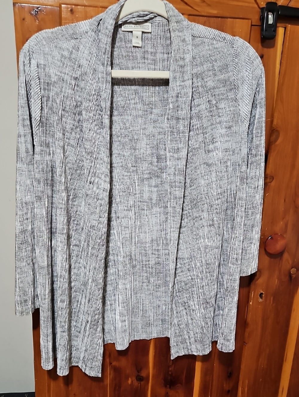 Dana Buchman Heather Gray Open-Front Ribbed Cardigan